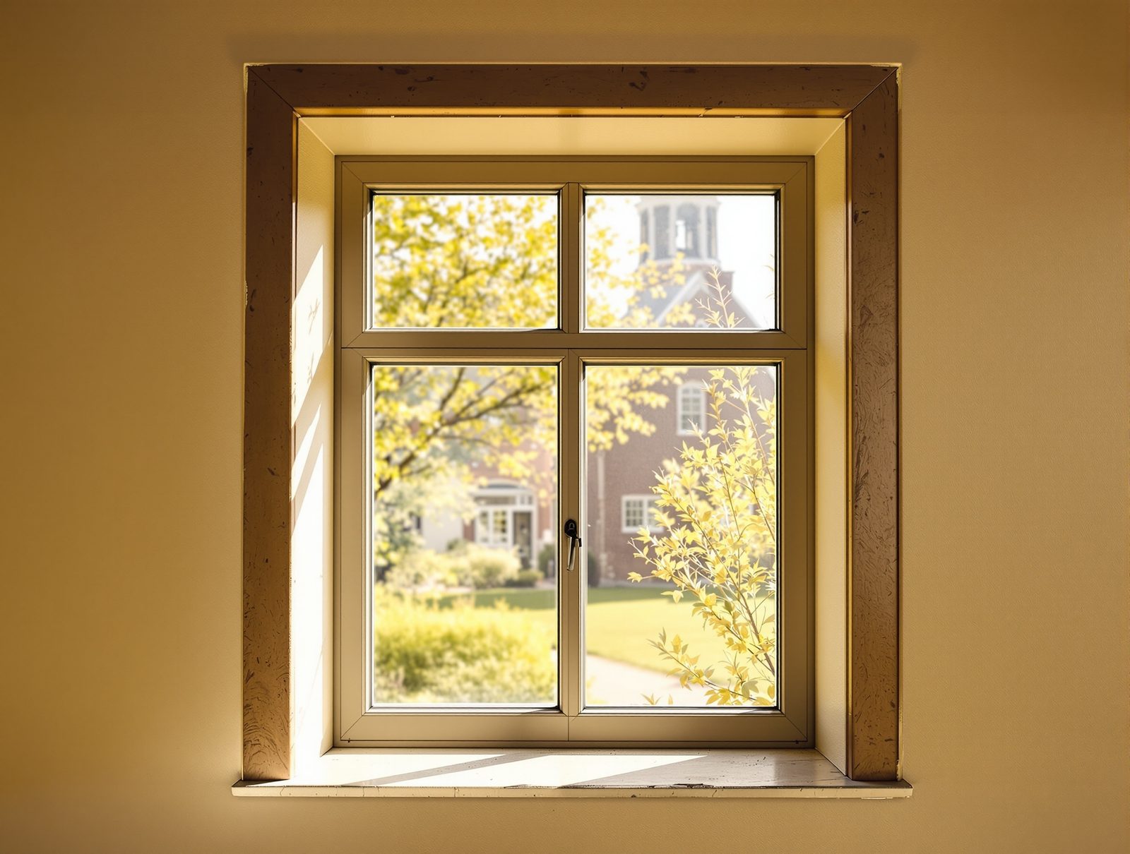 Nederlandse bakstenen woning met kozijn detail